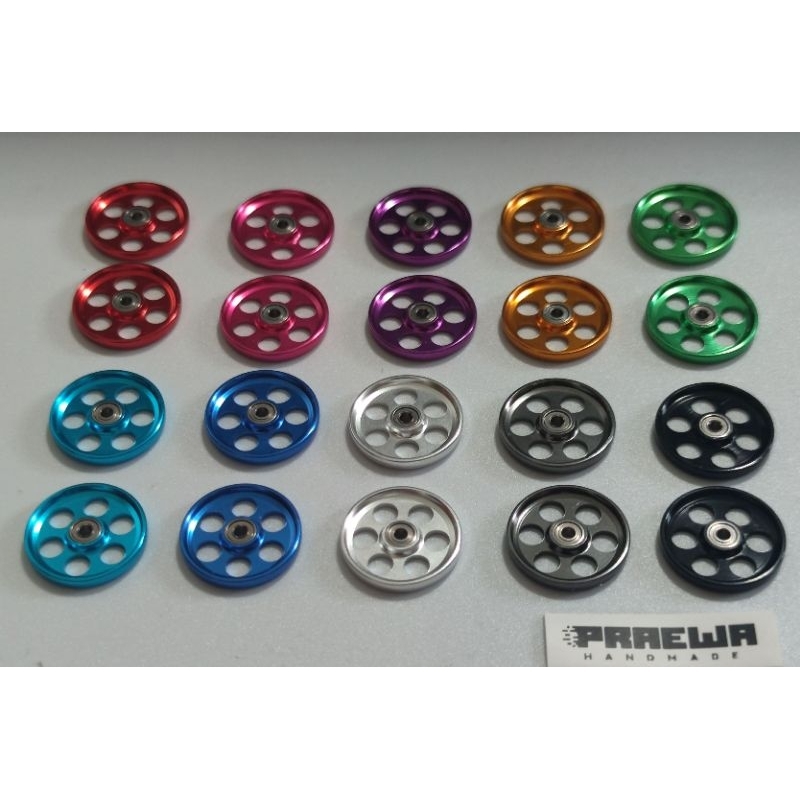 โรลเลอร์ 19 mm แบบเจาะ ขอบมนแรงเสียดทานต่ำ ลื่น กลม ได้ศูนย์ สำหรับรถ Mini4WD รถก้าง - Mini4WD 19mm Alumi Roller Drilled