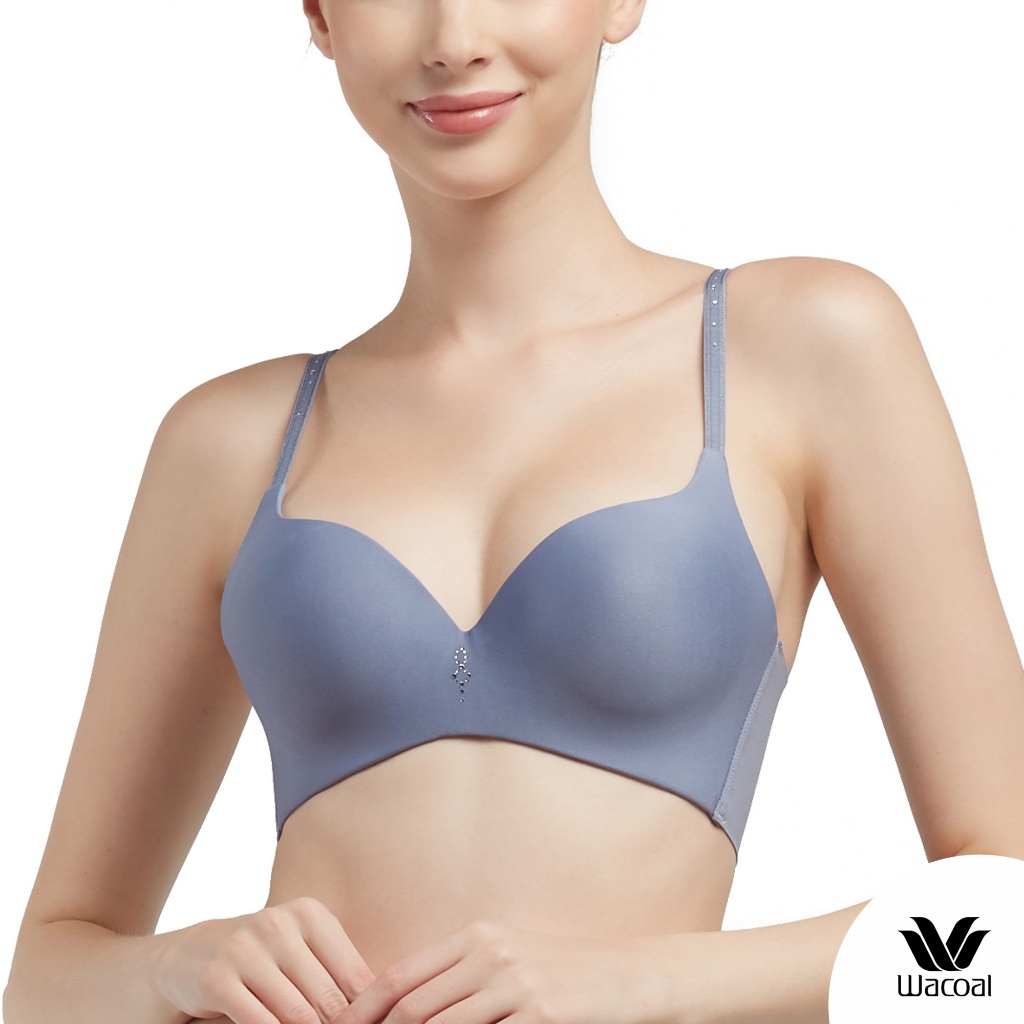 Wacoal ชุดชั้นเนียน บราไร้โครง ใส่สบาย เสริมฟองน้ำ รุ่น WB5X41 สีน้ำเงิน (NG)