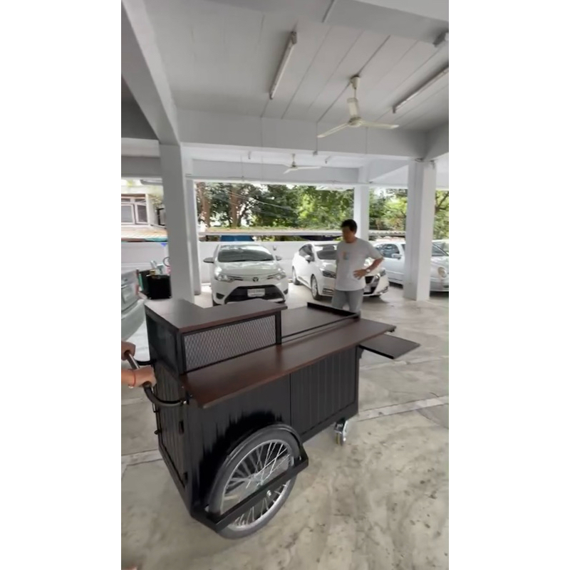 รถเข็นขายของเข็นได้จริงขนาดยาว120x50x90มีบานพับ2ฝั่ง#รถเข็นวินเทจ#ท๊อปไม้ยางพารา