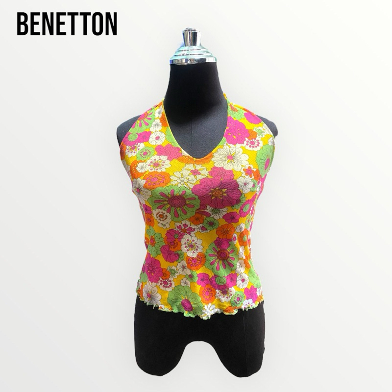 Benetton เสื้อคล้องคอผ้าไนลอนลายดอก