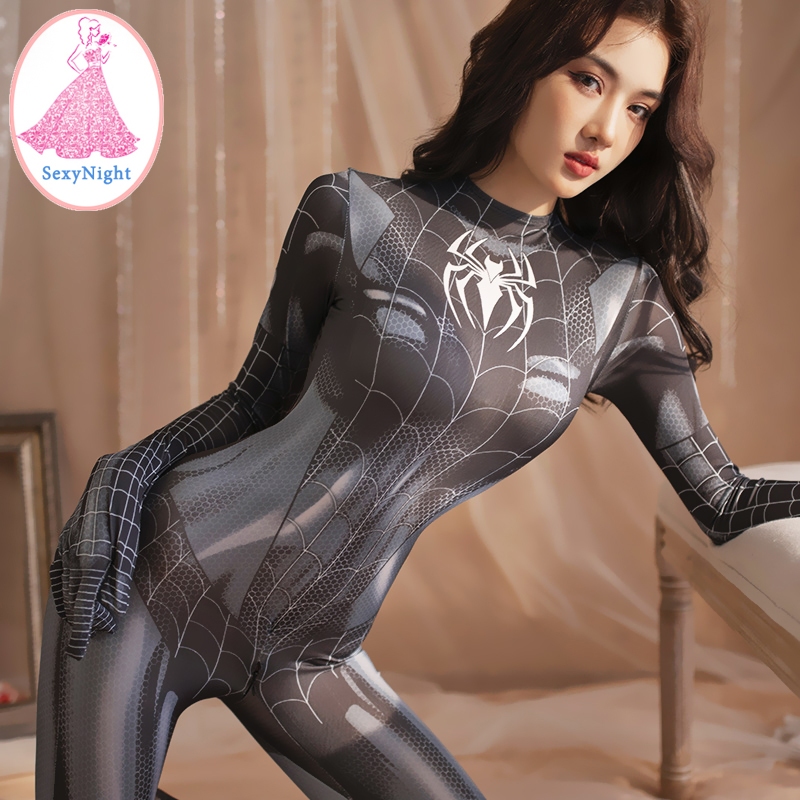 SexyNight บอดี้สูท spiderman ชุด แมงมุม เซ๊กซี่ เปิดเป้า ราคาถูก พร้อมส่งจากไทย(H9240)