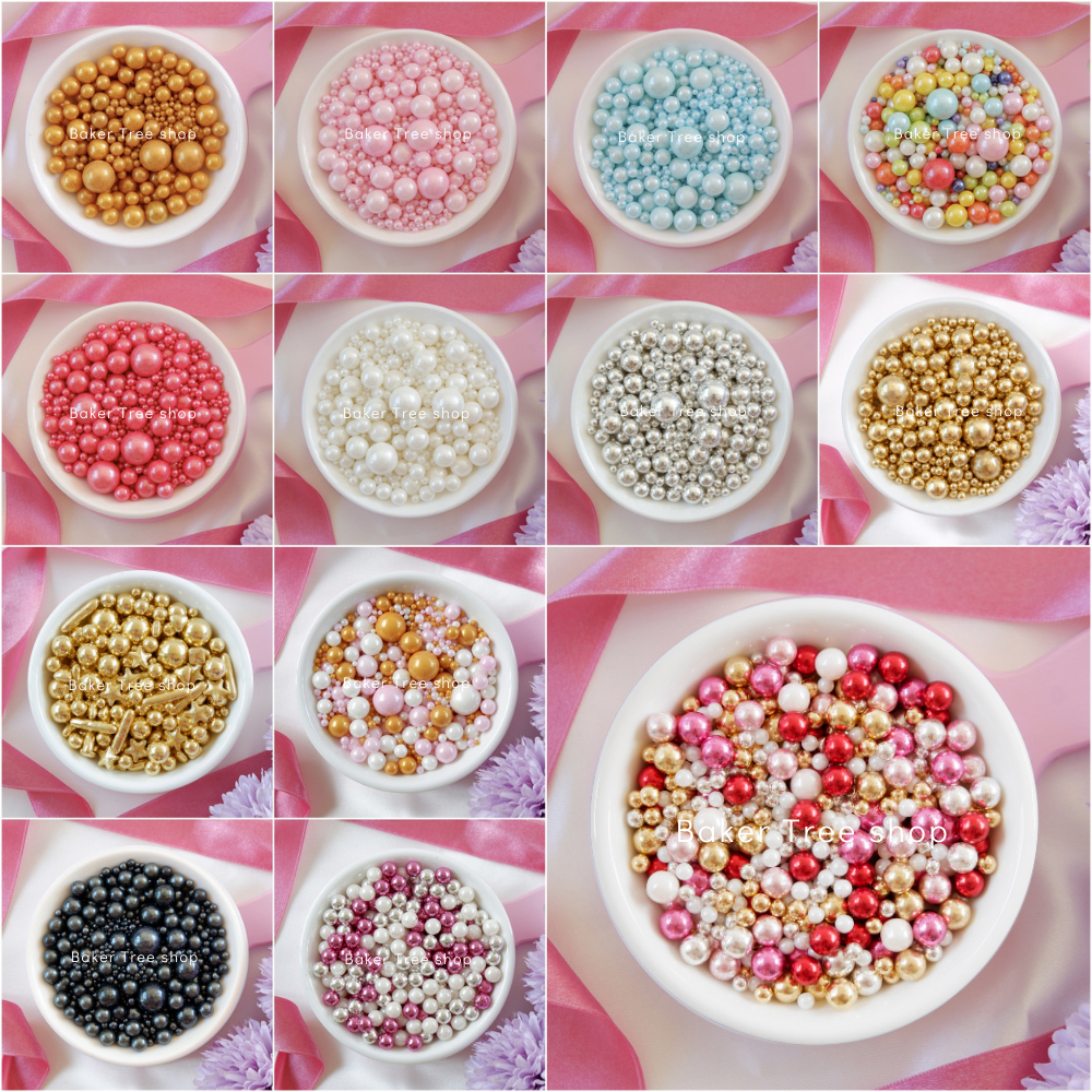 เม็ดมุกแต่งเค้ก คัพเค้ก เบเกอรี่ 25g/50g/100g สีสวย ราคาถูก Sugar Sprinkles
