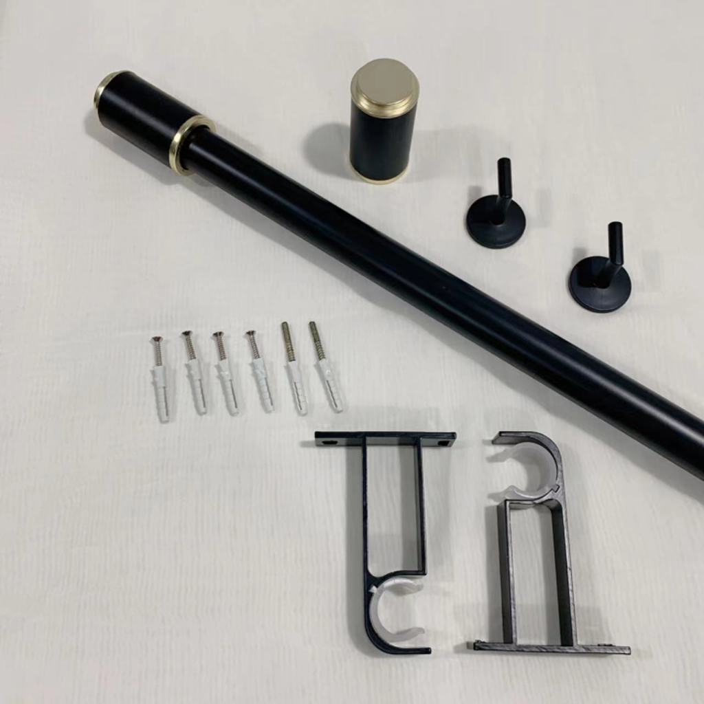 ราวผ้าม่านชั้นเดียว ชุดราวผ้าม่าน อุปกรณ์ครบชุด อลูมิเนียมอัลลอยด์ไม่เป็นสนิม หนาแข็งแรง #LMGD-BK