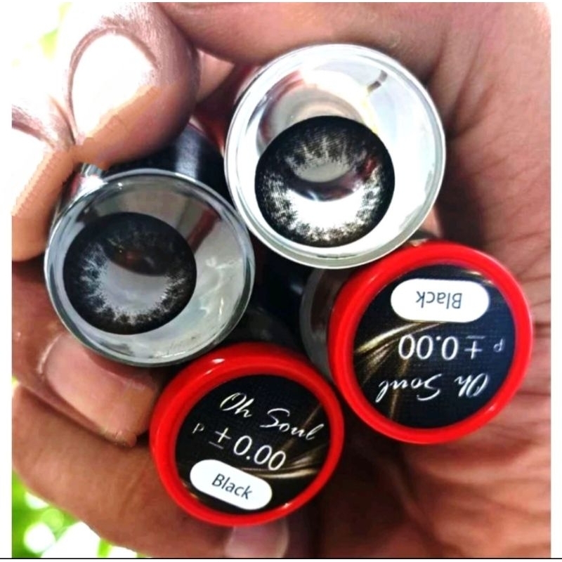 คอนแทคเลนส์ ขนาด L มี อย.ไทย รุ่น Oh soul สีดำ Black มีค่าสายตา (0.00)-(-10.00)