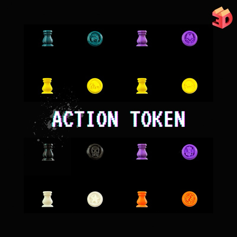 Action Token ตัวเดินเกมกระดาน บอร์ดเกม หมากเดินสำหรับเล่นเกมกระดาน บอร์ดเกม Token/Pawn หมากเดินเกมกระดาน