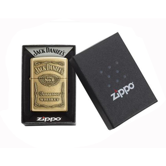 Zippo ไฟแช็กรุ่น 254BJD.428 Jack Daniel’s® High Polish Brass Emblem Atta ของแท้รับประกันตลอดชีวิต นำ