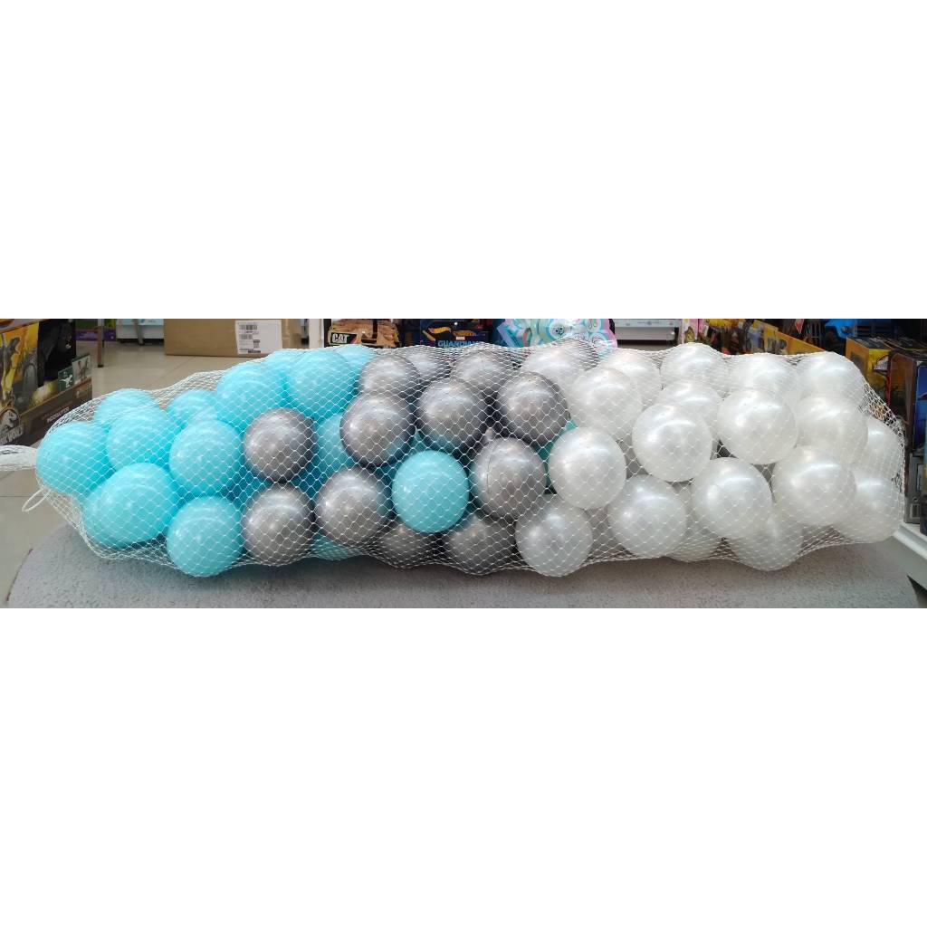 ลูกบอล 100 ลูกถุงตาข่าย สีมุข เงิน ฟ้า รุ่น WD-666/B