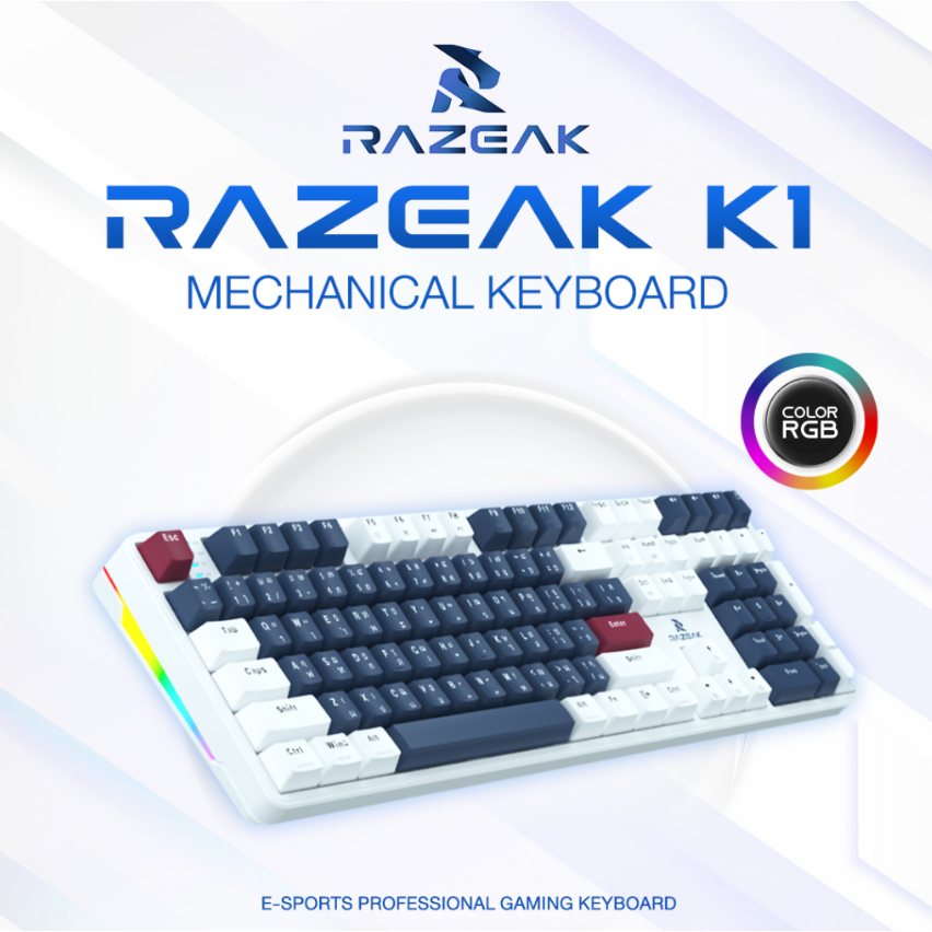 Razeak K1  Mechanical Full RGB HOT SWAP Gaming Keyboard คีย์บอร์ด คีย์บอร์ดเกมมิ่ง คีย์บอร์ดRGB - HI
