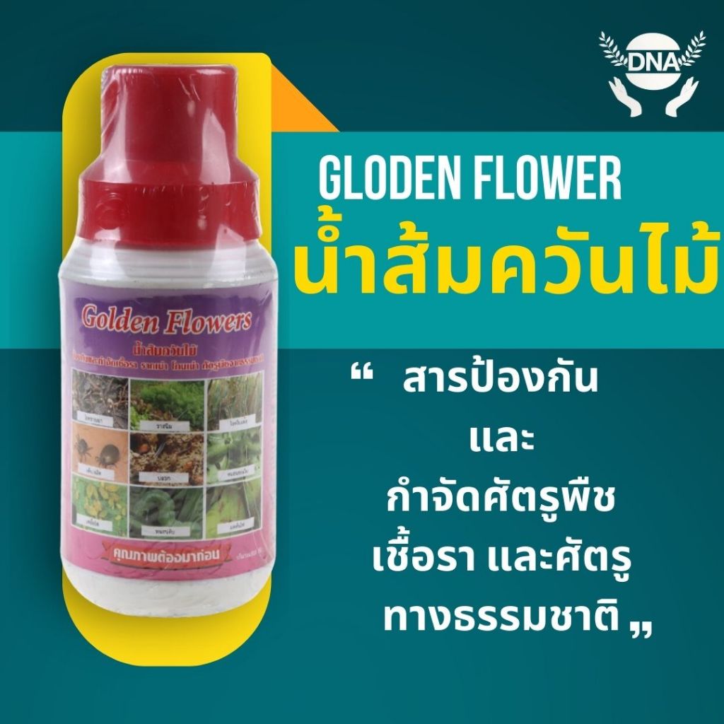 น้ำส้มควันไม้ ตรา gloden flower สารป้องกันและกำจัดเชื้อรา และศัตรูทางธรรมชาติของพืช ขนาด 1 ลิตร