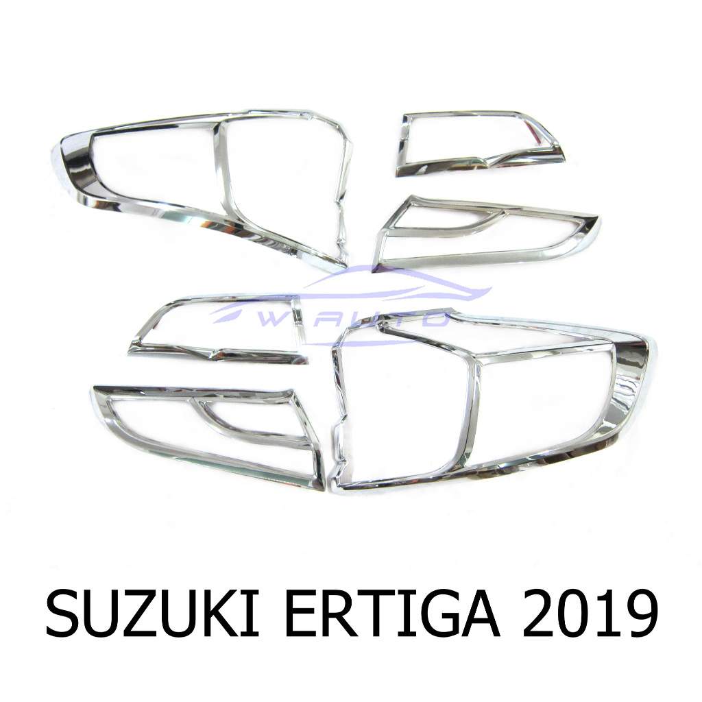 1ชุดตามภาพ ครอบไฟหน้า ชุบโครเมี่ยม ซูซูกิ SUZUKI ERTIGA 2019 - 2022 ฝาครอบไฟหน้า ฝาครอบ ของแต่งไฟหน้