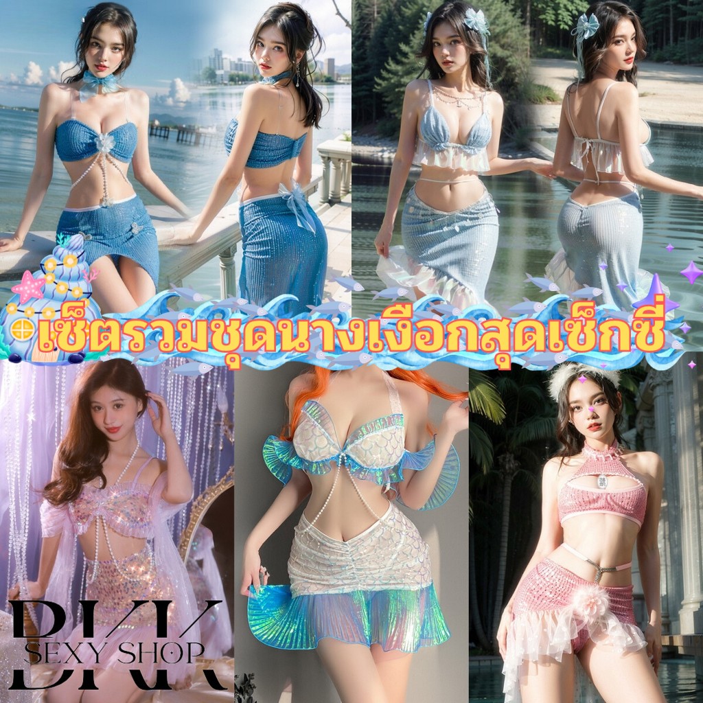 รวมชุดนางเงือก รวมเซ็ตคอสเพลย์เงือกเซ็กซี่ เกรดดีพรีเมี่ยม เนื้อผ้าไม่คันผิว ตรงปก SET-B333