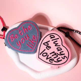 earika.earrings - denim jewelry box กล่องเครื่องประดับเนื้อผ้าเดนิม ลายบาร์บี้ มีสายคล้อง พกพาสะดวก