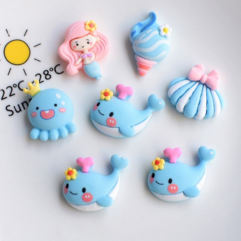 E003 เรซิ่นทะเลสีฟ้า  3D (1 ชุด 5 ตัว ครบแบบ)  อุปกรณ์ตกแต่ง งาน DIY แต่งเคสโทรศัพท์ งานฝีมืออื่นๆ พร้อมส่งจากไทย