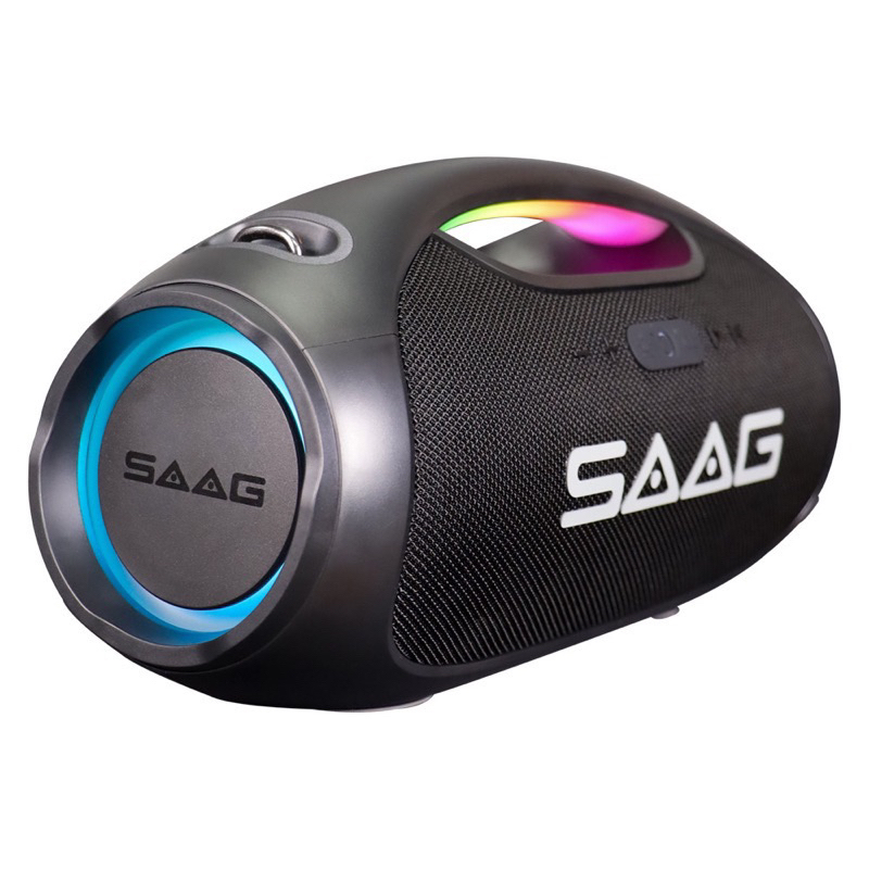 (ES244A) SPEAKER BLUETOOTH RGB (ลำโพงบลูทูธ) SAAG STORM กันน้ำ 5400mAH 60W BLACK