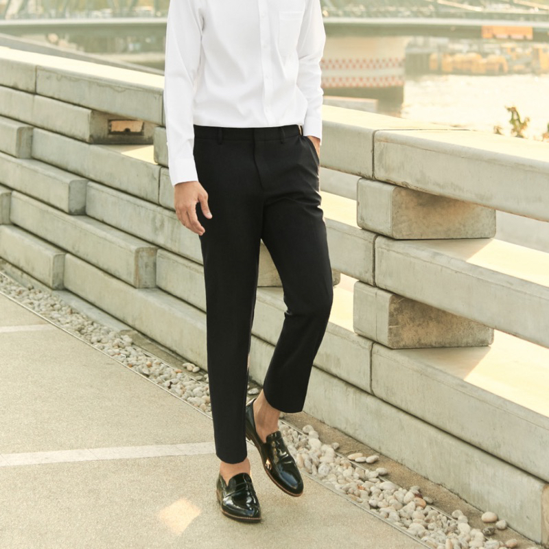 ส่งต่อ GQ Perfect Ankle Pants กางเกงผู้ชายขา 5 ส่วน ผ้ายืด 4 ทิศ สีดำ (ทรงขาห้าส่วน)