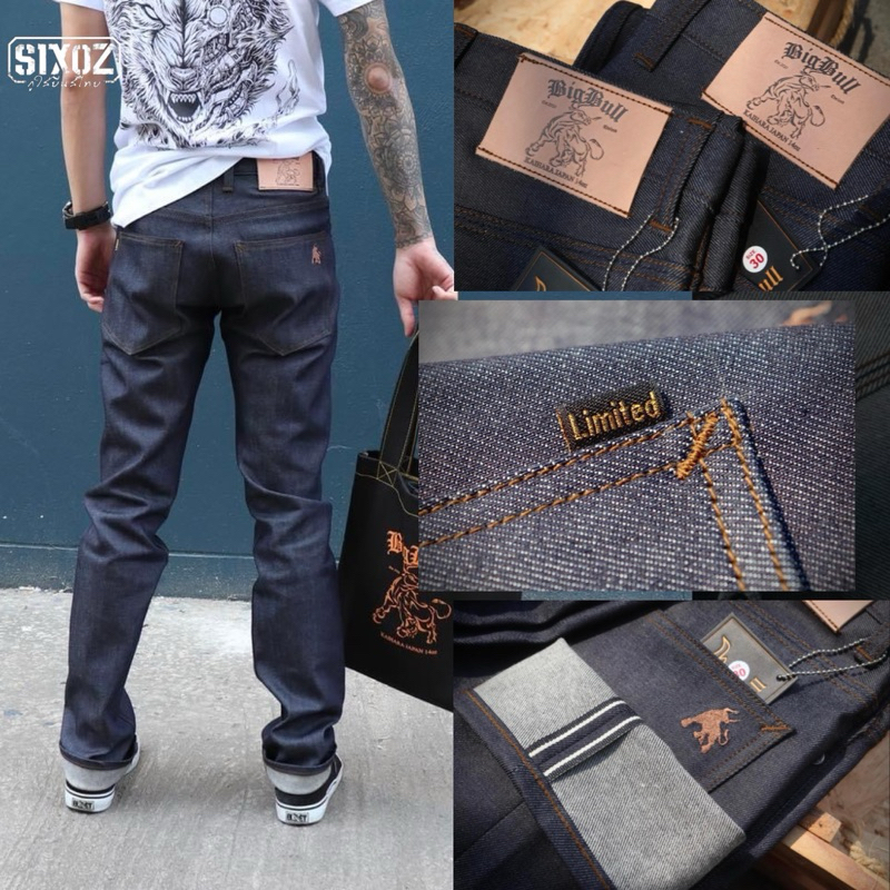 BIG BULL DENIM รุ่น KAIHARA ทรงกระบอกเล็ก 14oz LIMITED ผ้าญี่ปุ่น [แถมถุงผ้ายีนส์]
