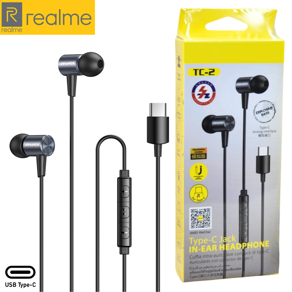หูฟัง สมอลทอล์ค Realme Type-C ไทป์ซี In Ear สำหรับ เรียลมี เสียงดี เบสแน่น ปรับระดับเสียง ตัดเสียงรบกวน T2