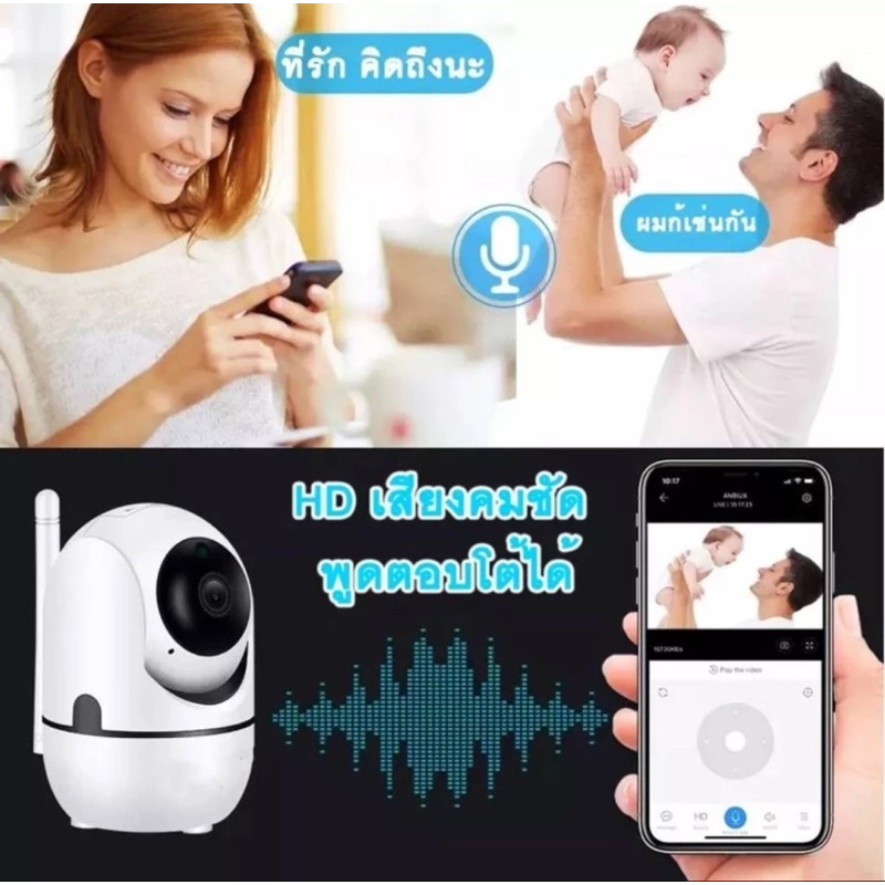 กล้องวงจรปิด  ip camera HD1080P wifi camera Smart tracking มีภาษาไทย alarm 2-way audio อินฟราเรด IR cut Wireless