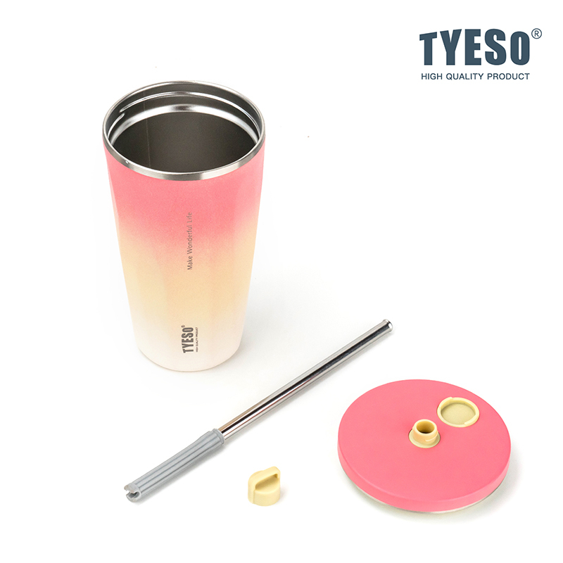 TYESO ของแท้ แก้วเก็บความเย็น สแตนเลส 304 รุ่นหลอดเด้ง สีทูโทน ขนาด 600 มล. มีใบรับรองตัวแทนจำหน่าย TYESO