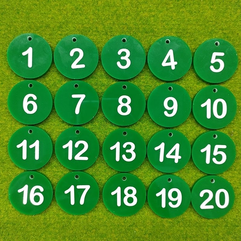 ป้ายตัวเลข สีเขียว เลข 1-20 อะคริลิค หนา 2มิล