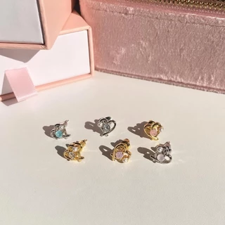 Petite Belle Stud ต่างหูสตั๊ดรูปหัวใจประดับเพทายและไข่มุก