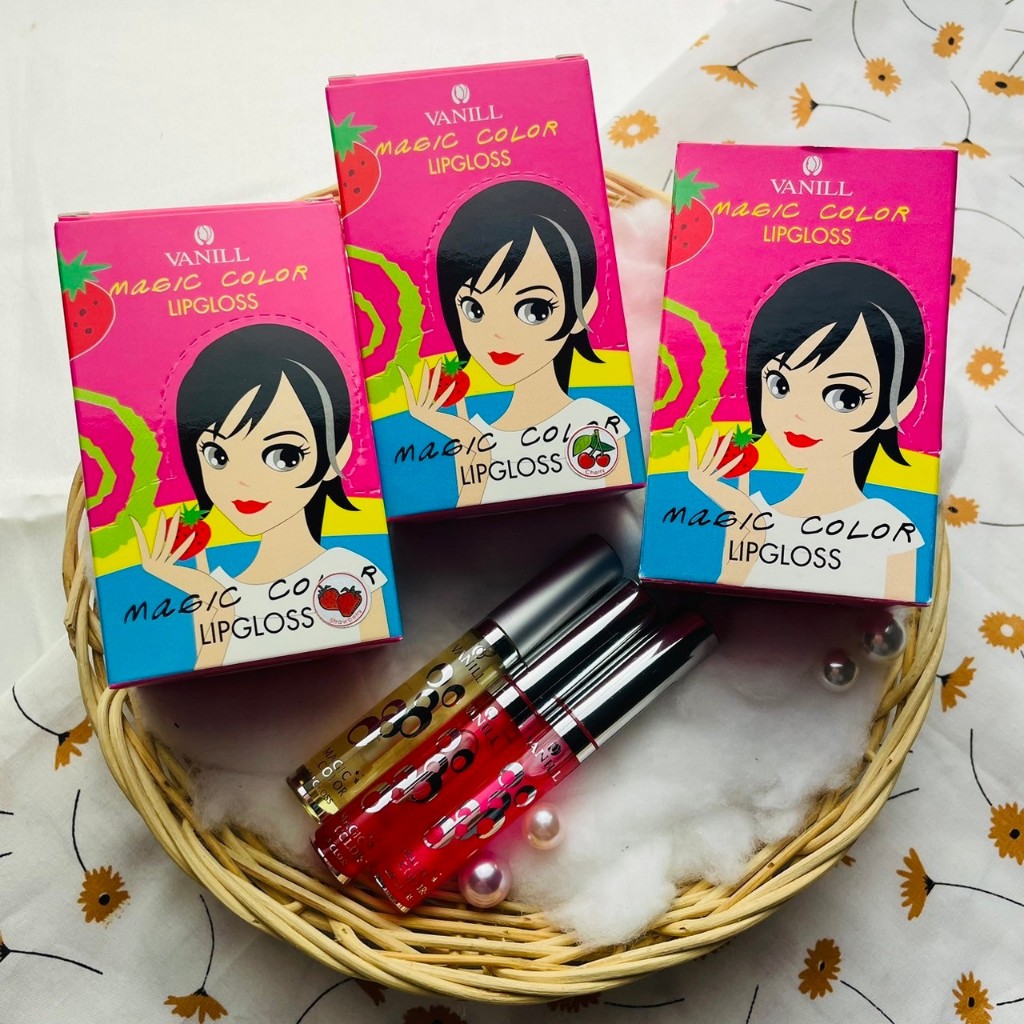 ( ยกกล่อง 1 โหล ) Vanil magic color lipgloss วานิล เมจิก คัลเลอร์ ลิปกลอส กลิ่นผลไม้