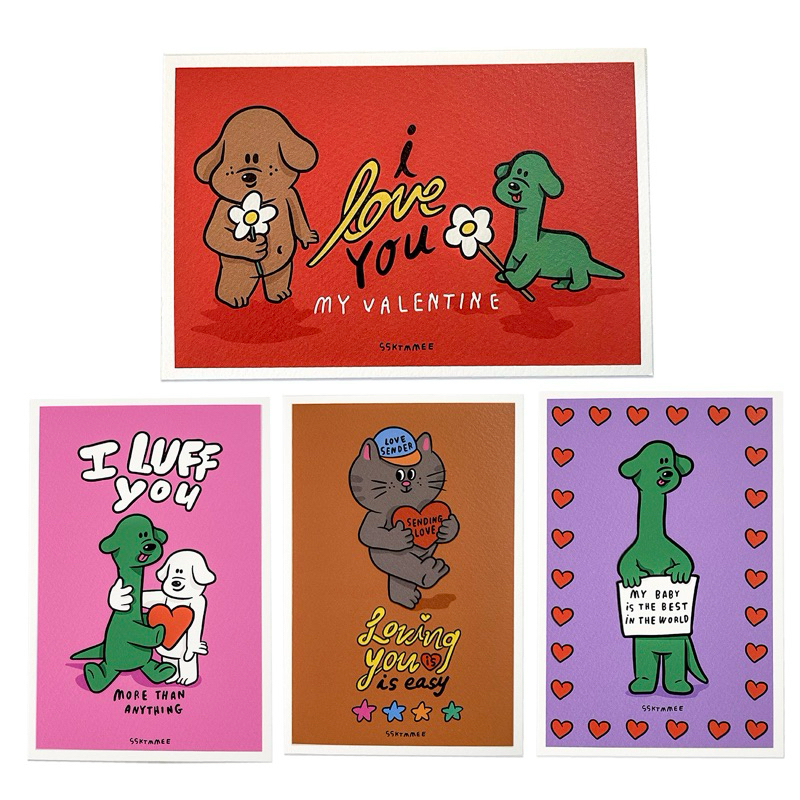 ssktmmee - texture postcard (love you) การ์ดคู่รัก การ์ดวาเลนไทน์