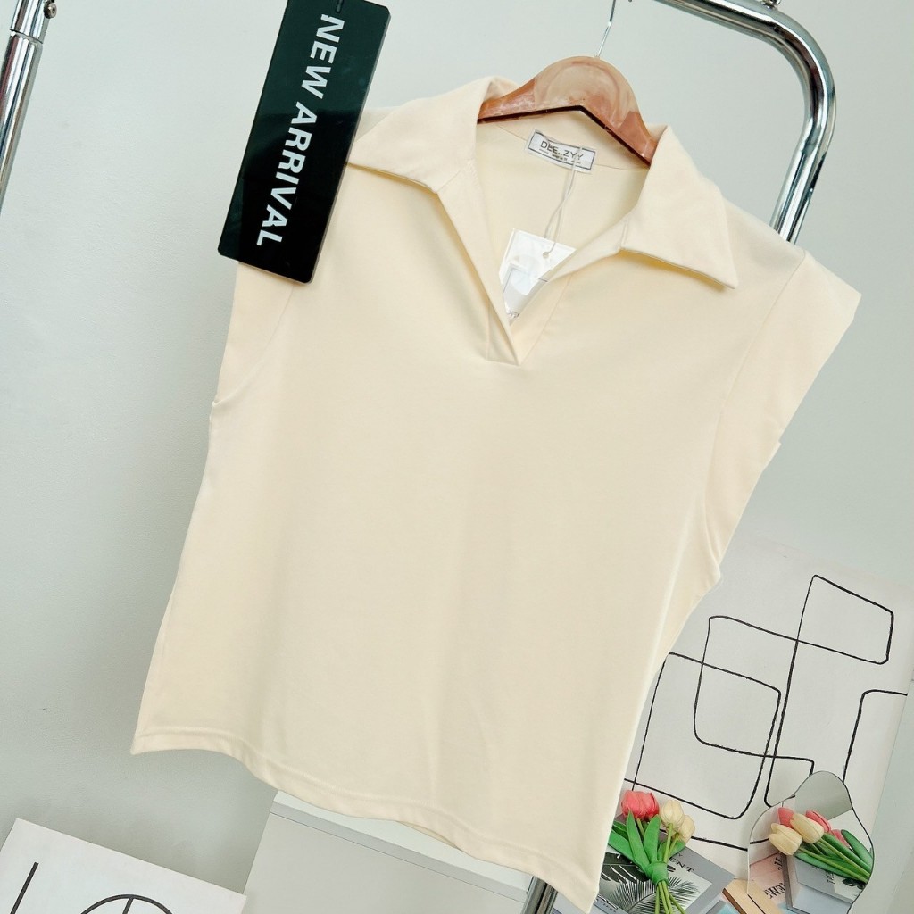 024 เสื้อยืดยูนิ คอปกแขนล้ำ