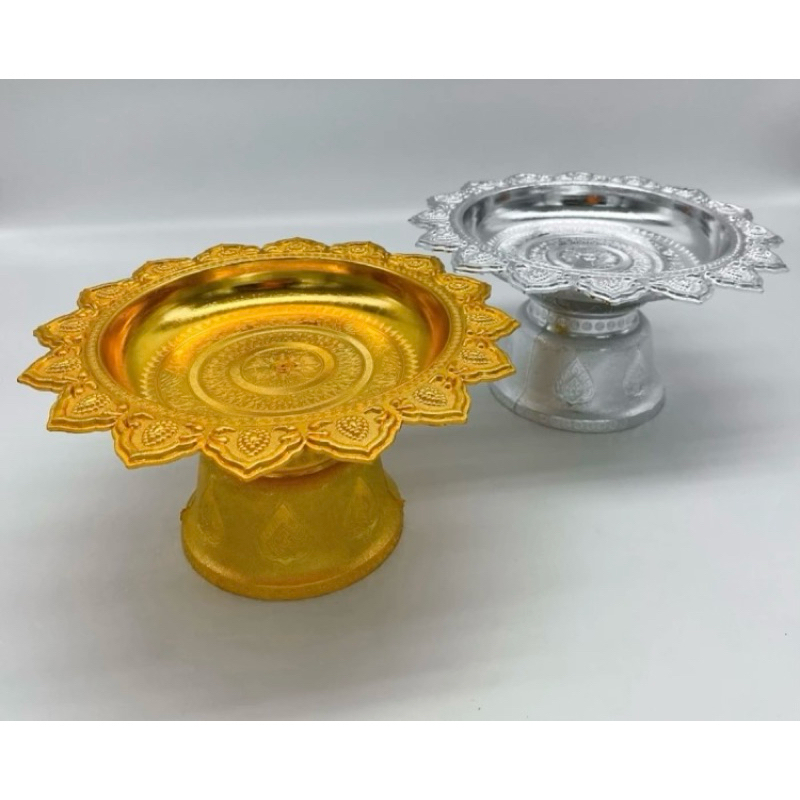 พานโตกขนาดกลาง-ใหญ่ 22,24,26,28,30,32,36,42 ซม. พานพลาสติกชุบ สีเงิน-สีทอง