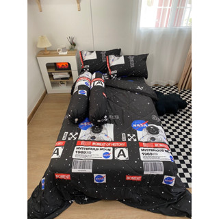 ส่งสินค้าทุกวัน ❗️ ชุดผ้าปูที่นอน ครบเซ็ต 6 ชิ้น ลายนาซ่าดำ