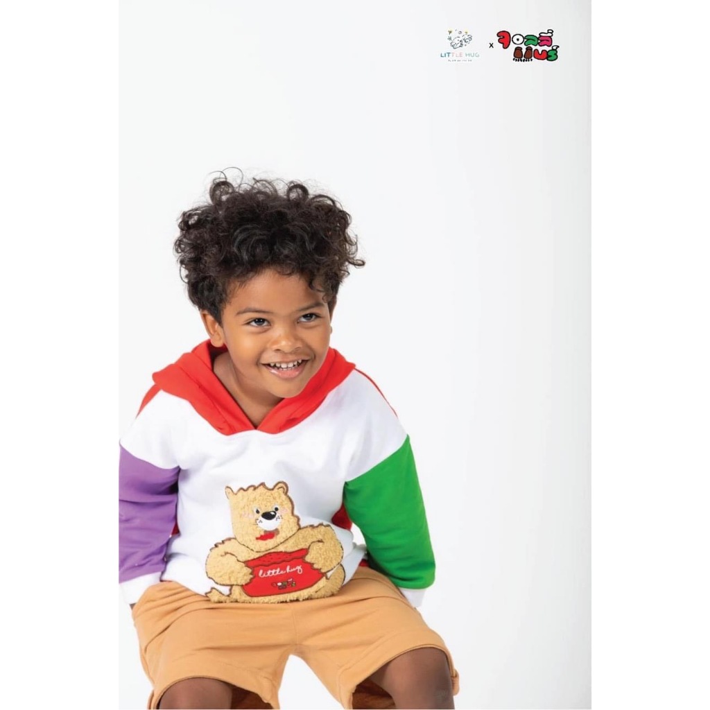 Defect เสื้อแขนยาวมีฮู้ด ปักจอลลี่แบร์ มาพร้อมกางเกงขาสั้นสีน้ำตาล (LJ13Defect)