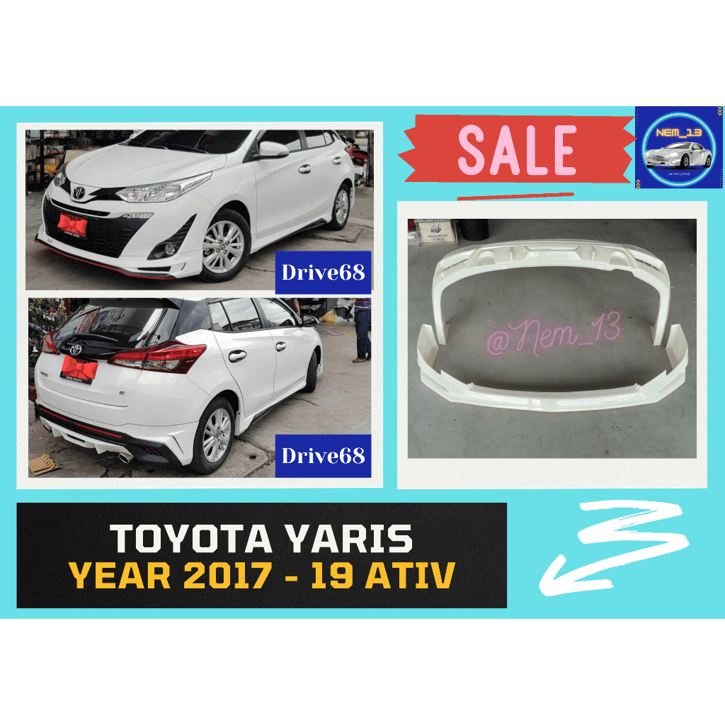 🔥 สเกิร์ต Toyota Yaris ปี 17 ทรง Drive
