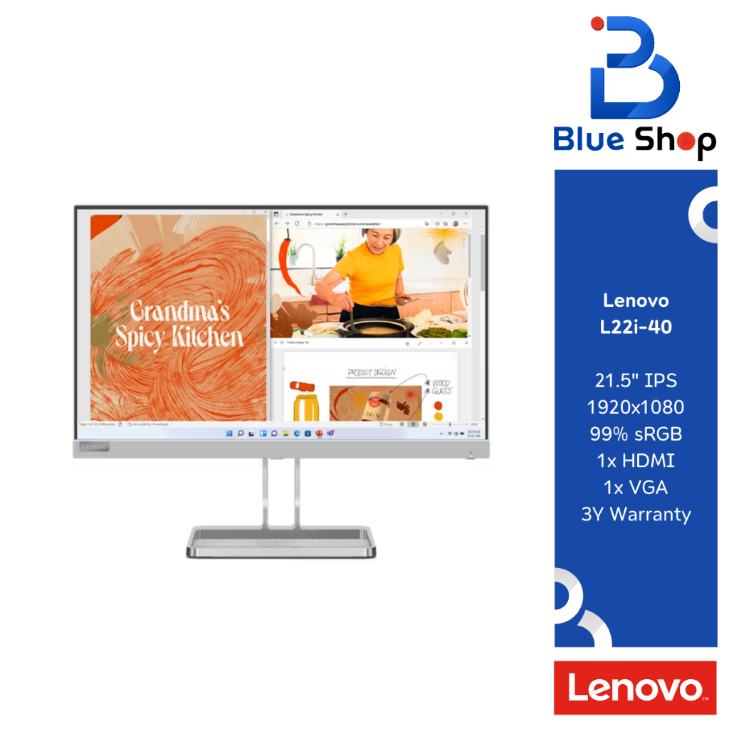 Lenovo L22i-40 จอภาพขนาด 21.5" ความละเอียด FullHD 75Hz 67AEKACBTH
