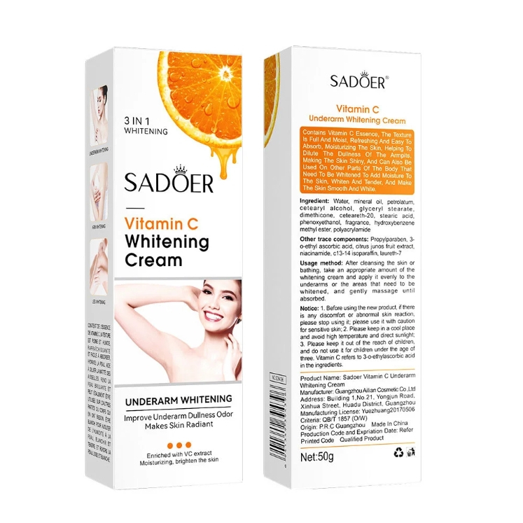 SADOER 3IN1 วิตามินซี ไวท์เทนนิ่ง ครีม VC ให้ความชุ่มชื้นแก่ผิว 50g. กล่องขาวส้ม