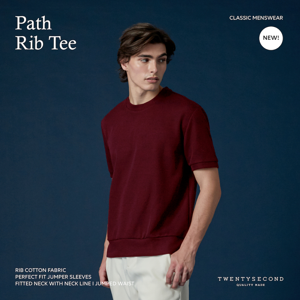 TWENTYSECOND เสื้อยืดแขนสั้น ผ้า Rib รุ่น Path Rib Tee - แดง / Red