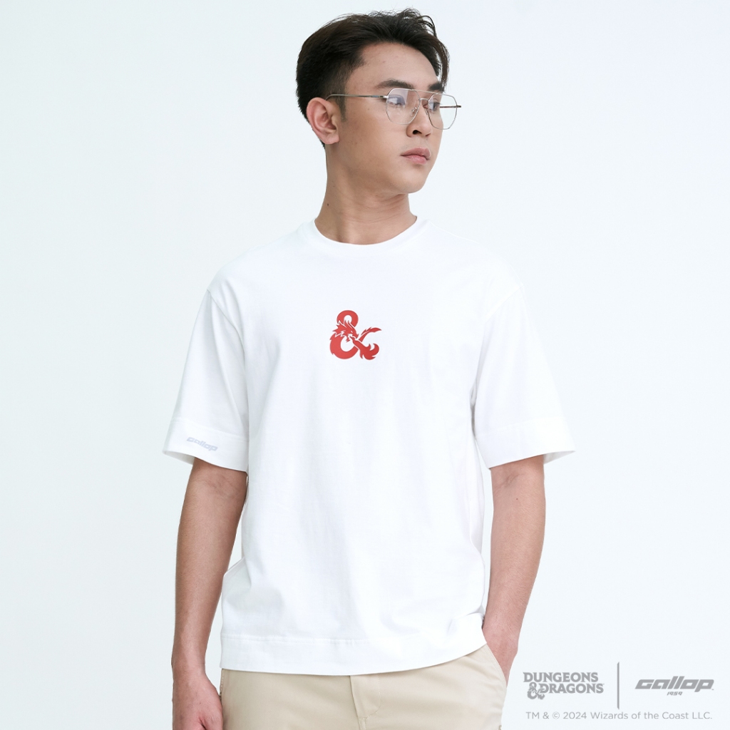 GALLOP : Men's Wear D&D Oversized T-Shirt เสื้อยืดโอเวอร์ไซส์ รุ่น GDDT9001 สี Super White - ขาว / ราคาปกติ 1190.-