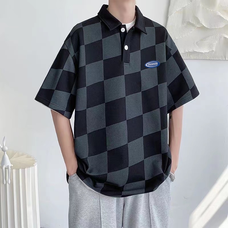 TS MEN เสื้อ​คอปก​ เสื้อ​โปโล เสื้อแขนสั้น ลายสก๊อต ผ้าดีสวมใส่สบาย T78