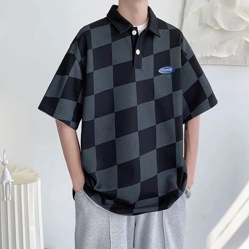 TS MEN เสื้อ​คอปก​ เสื้อ​โปโล เสื้อแขนสั้น ลายสก๊อต ผ้าดีสวมใส่สบาย T78