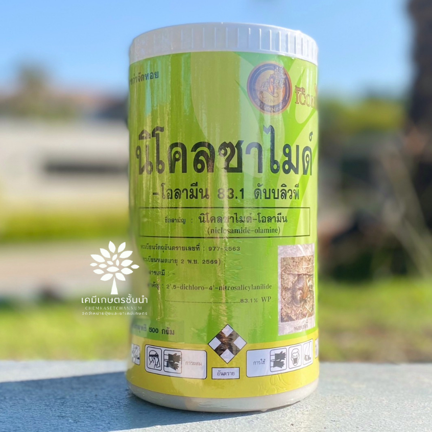 นิโคลซาไมด์ - โอลามีน 83.1 ดับบลิวพี ขนาด 500 กรัม สารป้องกันกำจัดหอยในนาข้าว ✅ สินค้าผลิตใหม่ ของแท้แน่นอน 💯