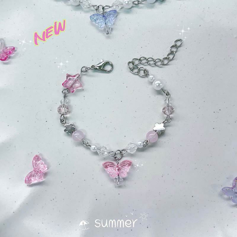 พร้อมส่ง✨🇹🇭 สร้อยข้อมือลูกปัด Hand made จี้ผีเสื้อ🦋✨