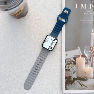 สายรัดซิลิโคนเหมาะสำหรับ iwatch Ultra49mm46mm44mm45mm สายกันน้ำS11 10 9 8 6 7se 3 2 14 5 การจับคู่สีสาย 38mm40mm41mm42mm