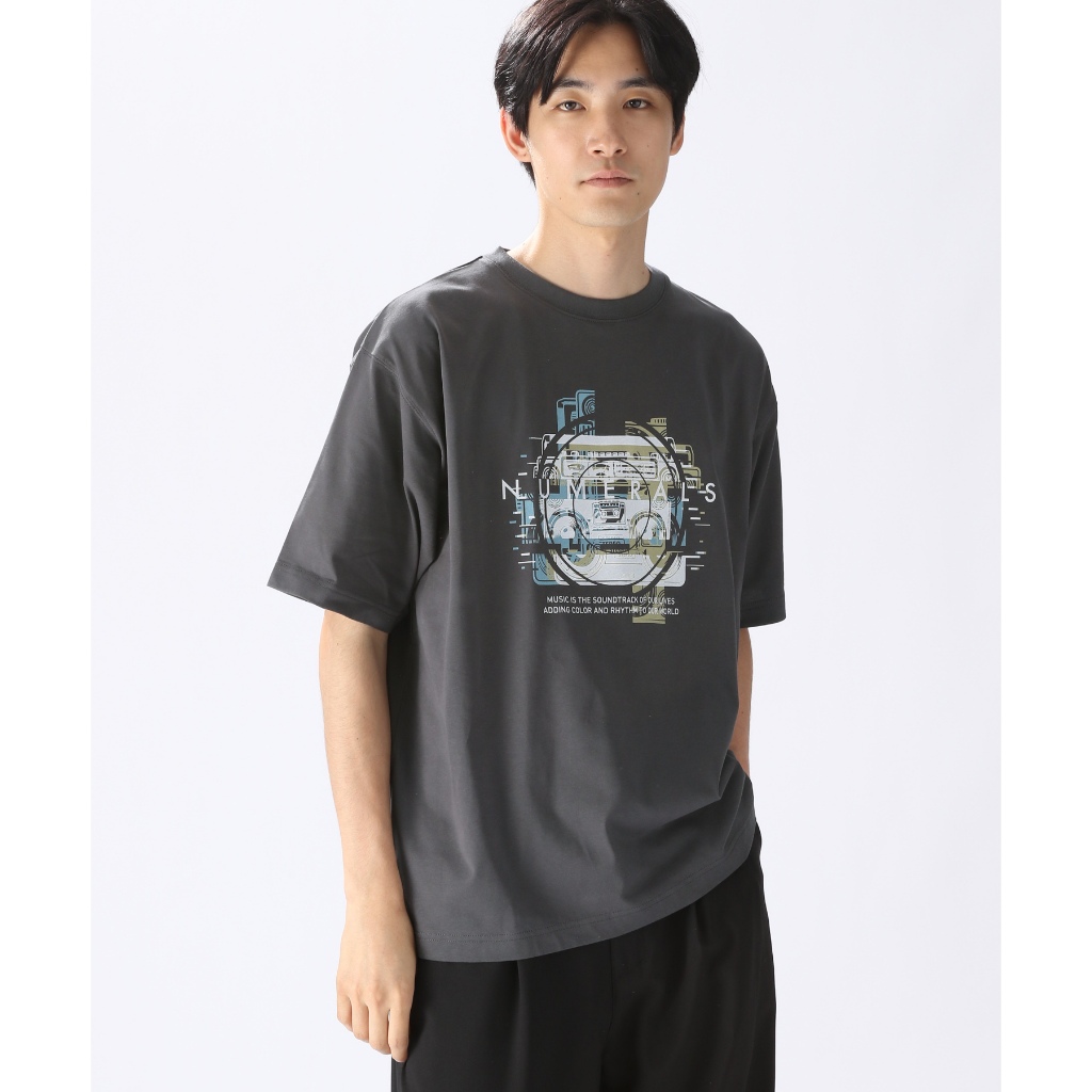 [NUMERALS] Dry print T-Shirt (White, Gray)