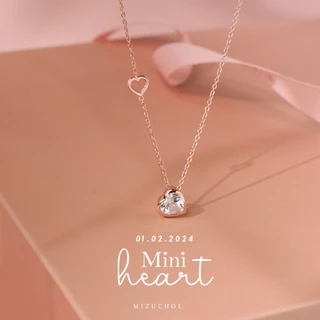 Mizuchol- สร้อยเงินแท้ประดับพลอยแท้ White Topaz -Mini Heart Necklace