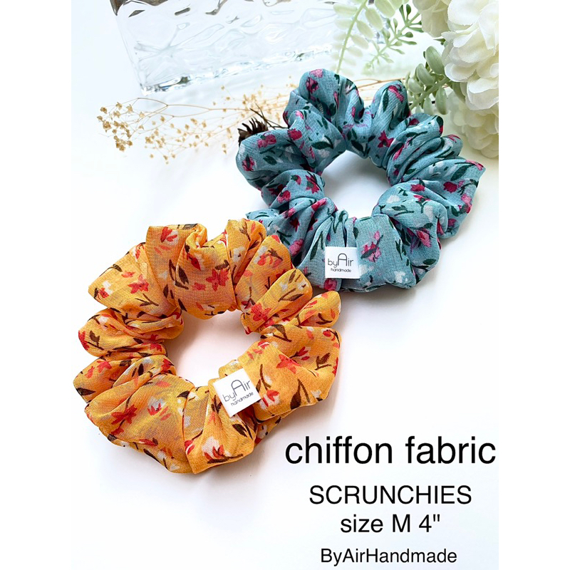 SCRUNCHIES Chiffon Fabric ยางมัดผมผ้าชีฟอง ลายดอกสดใส