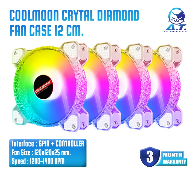 ✨ ชุดพัดลมเคส ✨ COOLMOON Crytal Diamond RGB Fan Case 12 CM.