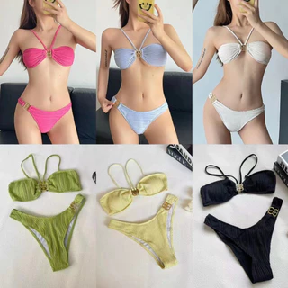 เซ็กซี่ บืกินี่👙ชุดว่ายน้ํา ทูพีช 🎉 การตกแต่งอุปกรณ์โลหะ🎀 หลายสี🚚ส่งไวจากไทย1-3วัน#0130