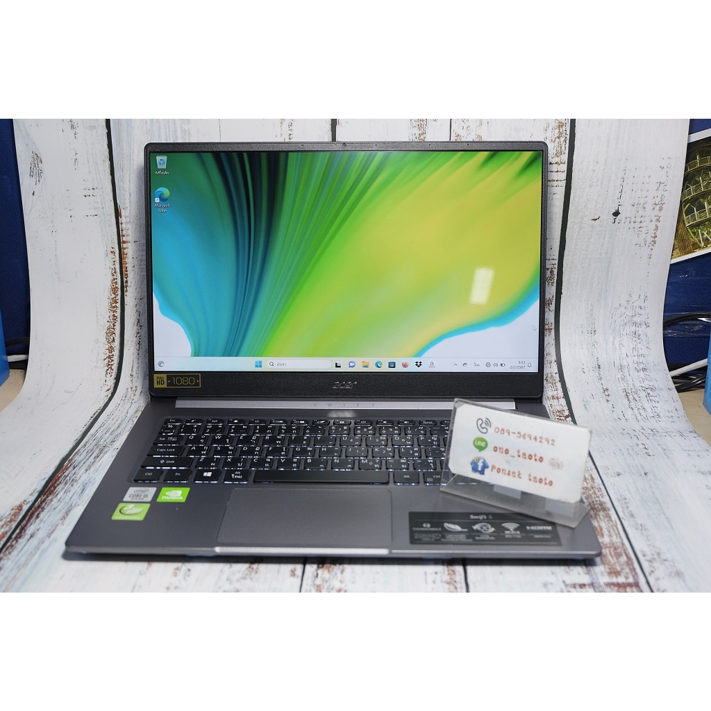 (ขาย) โน๊ตบุ๊ค Acer Swift 3 Core i5 Gen10, Ram 8GB, NVIDIA MX350, SSD เครื่องบางเบาใช้งานลื่นๆ