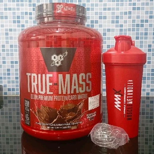 BSN TRUE-MASS ultra premium protein/carb matrix(5.82lbs)2.64kg+แถมแก้วมีลูกกลิ้ง