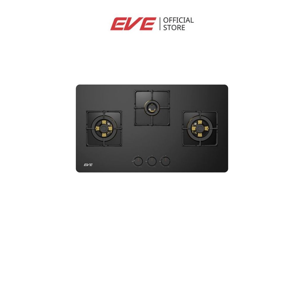 EVE เตาแก๊ส 3 หัว แบบฝัง ฐานกระจกนิรภัย HB78-3BBTA/BG