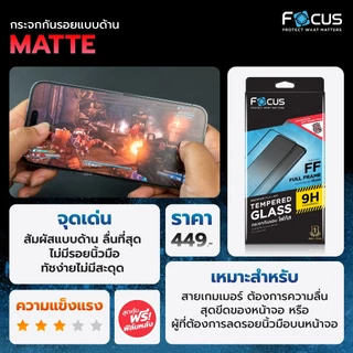 Focus ฟิล์มกระจก สำหรับ iPhone 17e 17 17Air 17Pro 17ProMax 16e 16PM 16Pro 16Plus 16 15 14 13 12 11 เต็มจอ ด้าน ไอโฟน